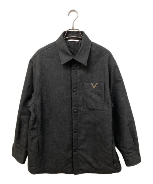 VALENTINO（ヴァレンティノ）VALENTINO (ヴァレンティノ) メタリックVディテール ウールブルゾン グレー サイズ:SIZE 48の古着・服飾アイテム