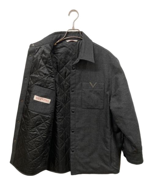 VALENTINO（ヴァレンティノ）VALENTINO (ヴァレンティノ) メタリックVディテール ウールブルゾン グレー サイズ:SIZE 48の古着・服飾アイテム