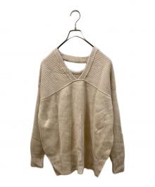 CLANE（クラネ）の古着「ダブルフェイス カット ネック ワイド ニット トップス」｜アイボリー