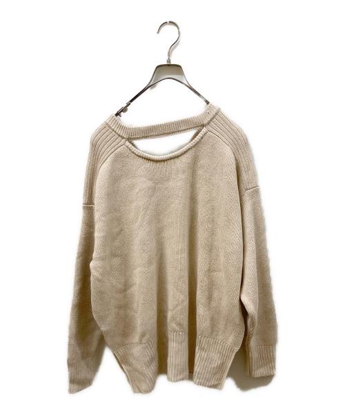 CLANE（クラネ）CLANE (クラネ) ダブルフェイス カット ネック ワイド ニット トップス アイボリー サイズ:SIZE 1の古着・服飾アイテム