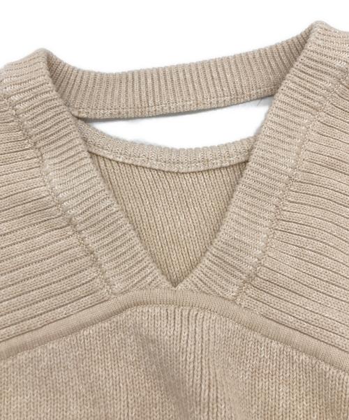 CLANE（クラネ）CLANE (クラネ) ダブルフェイス カット ネック ワイド ニット トップス アイボリー サイズ:SIZE 1の古着・服飾アイテム