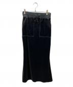 Forget-me-notsフォーゲットミーノッツ）の古着「Velor Long Skirt」｜ネイビー