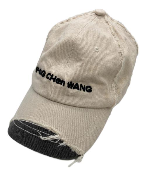 FenG CHen WANG（フェンチェンワン）FENG CHEN WANG (フェンチェンワン) GREY DENIM SANDING FINISHING CAP ベージュの古着・服飾アイテム