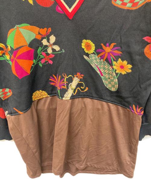 LEONARD SPORT（レオナール スポーツ）LEONARD SPORT (レオナール スポーツ) 花柄Vネックニット ブラック サイズ:	SIZE Mの古着・服飾アイテム