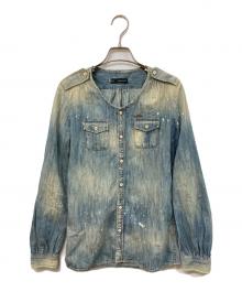 DSQUARED2（ディースクエアード）の古着「ノーカラーデニムシャツ」｜インディゴ