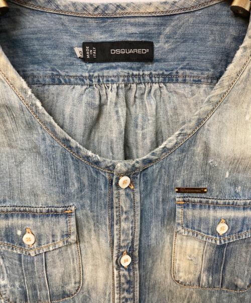 DSQUARED2（ディースクエアード）DSQUARED2 (ディースクエアード) ノーカラーデニムシャツ インディゴ サイズ:	SIZE 40の古着・服飾アイテム