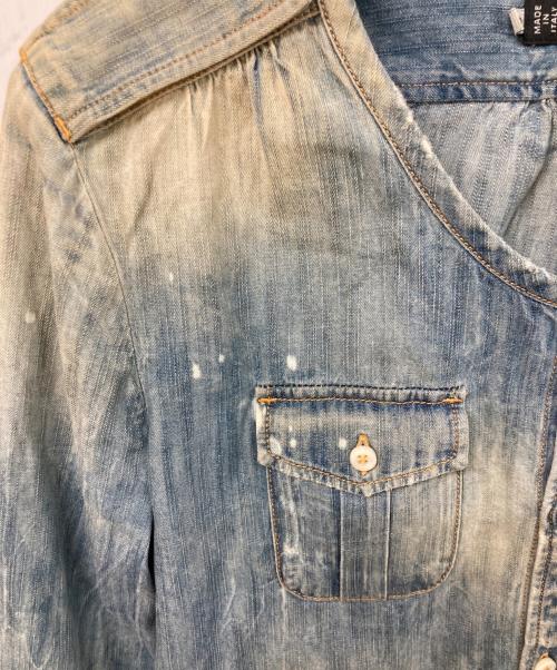DSQUARED2（ディースクエアード）DSQUARED2 (ディースクエアード) ノーカラーデニムシャツ インディゴ サイズ:	SIZE 40の古着・服飾アイテム