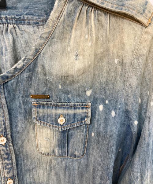 DSQUARED2（ディースクエアード）DSQUARED2 (ディースクエアード) ノーカラーデニムシャツ インディゴ サイズ:	SIZE 40の古着・服飾アイテム