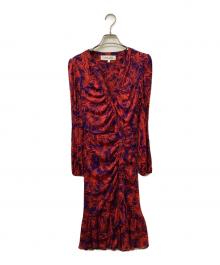 DIANE VON FURSTENBERG（ダイアンフォンファステンバーグ）の古着「adara feather maxi dress」｜レッド