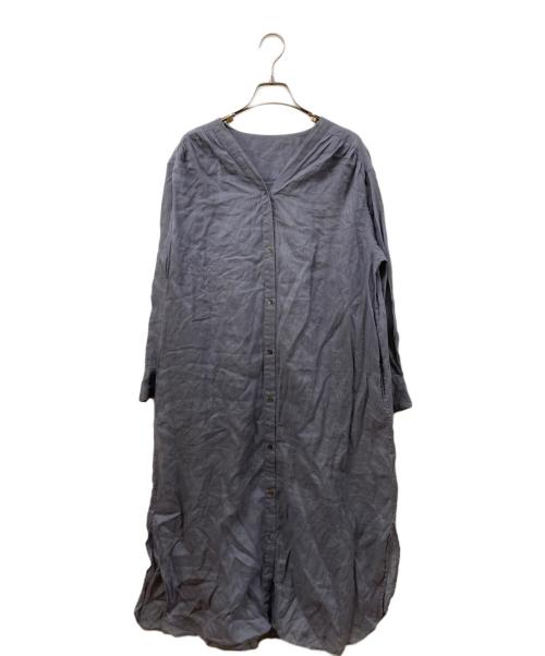 かぐれ（カグレ）かぐれ (カグレ) ラミーVネックワンピース グレー サイズ:	SIZE Freeの古着・服飾アイテム