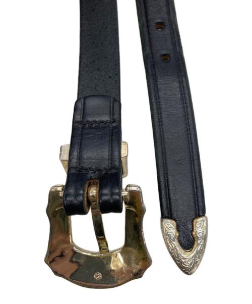 TORY LEATHER（トリーレザー）TORY LEATHER (トリーレザー) シルバー バックル ウエスタン ベルト ブラックの古着・服飾アイテム