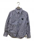 PLAY COMME des GARCONSプレイコムデギャルソン）の古着「ストライプフロントパッチシャツ」｜ブルー