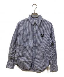 PLAY COMME des GARCONS（プレイコムデギャルソン）の古着「ストライプフロントパッチシャツ」｜ブルー