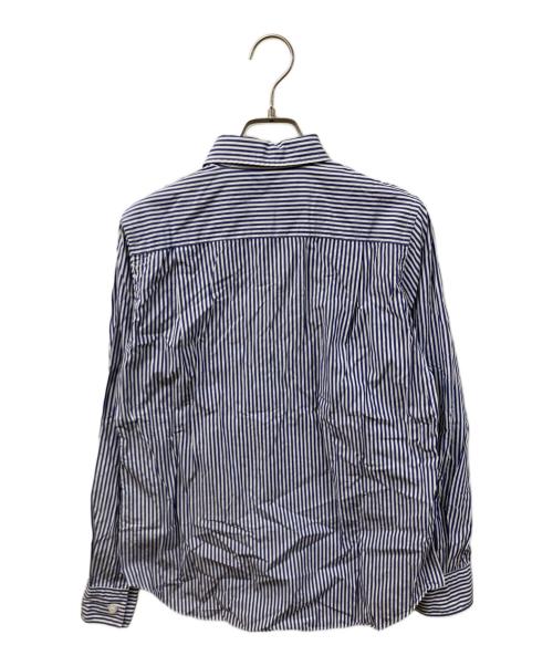 PLAY COMME des GARCONS（プレイコムデギャルソン）PLAY COMME des GARCONS (プレイコムデギャルソン) ストライプフロントパッチシャツ ブルー サイズ:SIZE Mの古着・服飾アイテム