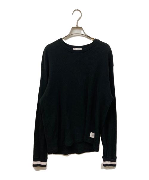 uniform experiment（ユニフォームエクスペリメント）uniform experiment (ユニフォームエクスペリメント) COLOR RIBBED WAFFLE CREWNECK TOP ブラック サイズ:	SIZE 2の古着・服飾アイテム