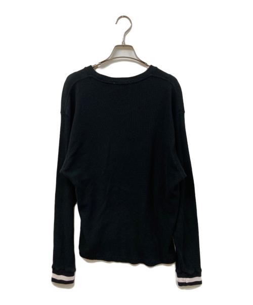 uniform experiment（ユニフォームエクスペリメント）uniform experiment (ユニフォームエクスペリメント) COLOR RIBBED WAFFLE CREWNECK TOP ブラック サイズ:	SIZE 2の古着・服飾アイテム