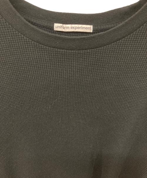 uniform experiment（ユニフォームエクスペリメント）uniform experiment (ユニフォームエクスペリメント) COLOR RIBBED WAFFLE CREWNECK TOP ブラック サイズ:	SIZE 2の古着・服飾アイテム