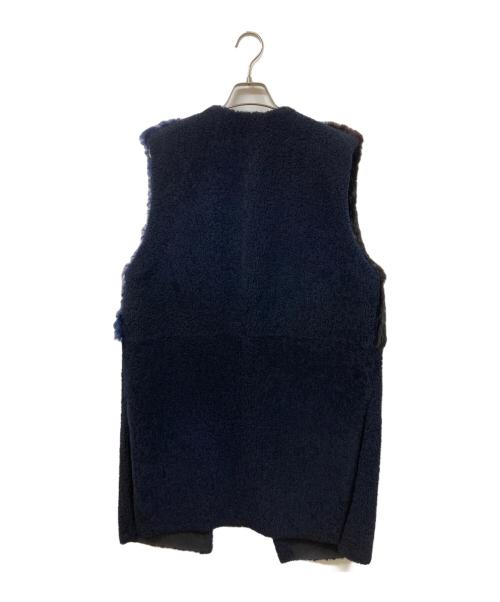 INES & MARECHAL（イネス・エ・マレシャル）INES & MARECHAL (イネス・エ・マレシャル) ラムレザー切替ロングベスト ネイビー サイズ:	SIZE 38の古着・服飾アイテム