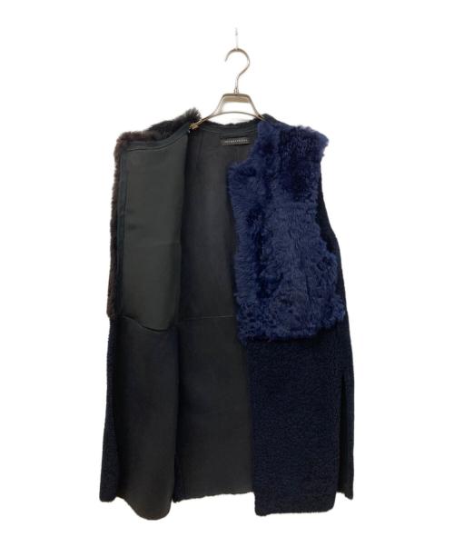 INES & MARECHAL（イネス・エ・マレシャル）INES & MARECHAL (イネス・エ・マレシャル) ラムレザー切替ロングベスト ネイビー サイズ:	SIZE 38の古着・服飾アイテム