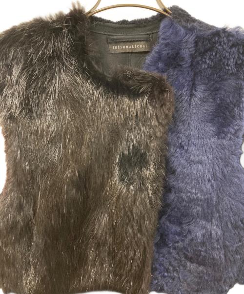 INES & MARECHAL（イネス・エ・マレシャル）INES & MARECHAL (イネス・エ・マレシャル) ラムレザー切替ロングベスト ネイビー サイズ:	SIZE 38の古着・服飾アイテム
