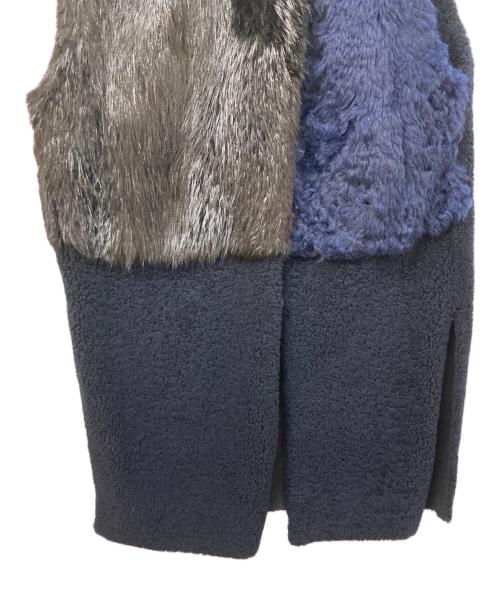 INES & MARECHAL（イネス・エ・マレシャル）INES & MARECHAL (イネス・エ・マレシャル) ラムレザー切替ロングベスト ネイビー サイズ:	SIZE 38の古着・服飾アイテム
