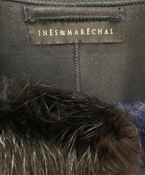 INES & MARECHAL（イネス・エ・マレシャル）INES & MARECHAL (イネス・エ・マレシャル) ラムレザー切替ロングベスト ネイビー サイズ:	SIZE 38の古着・服飾アイテム