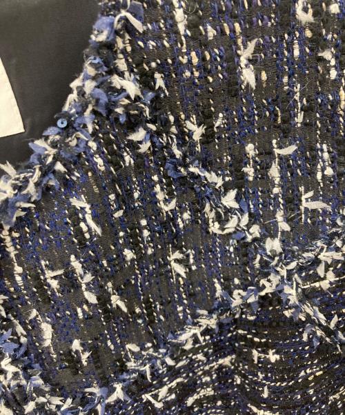 Rene（ルネ）Rene (ルネ) ノーカラーツイードジャケット ネイビー サイズ:	SIZE 36の古着・服飾アイテム
