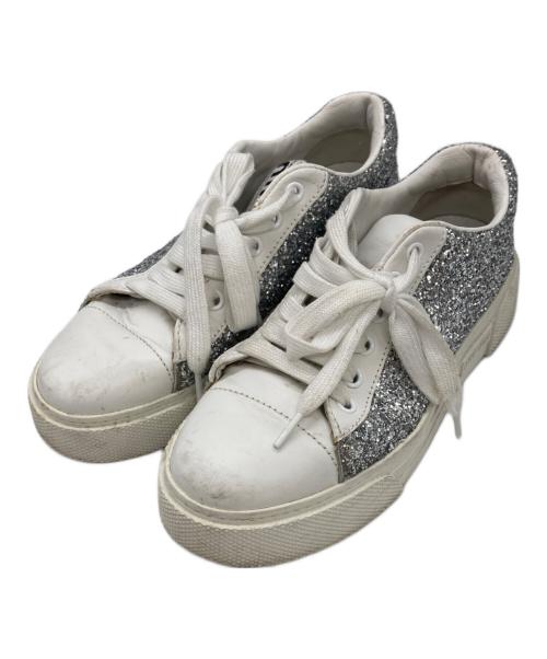 MIU MIU（ミュウミュウ）MIU MIU (ミュウミュウ) グリッタースニーカー ホワイト サイズ:	SIZE 35.5の古着・服飾アイテム