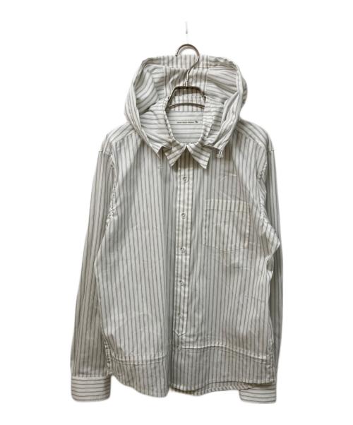 san san gear（サンサンギア）SAN SAN GEAR (サンサンギア) Stripe Hood Shirts ホワイト サイズ:	SIZE 2の古着・服飾アイテム