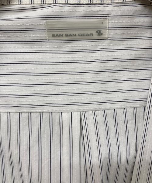 san san gear（サンサンギア）SAN SAN GEAR (サンサンギア) Stripe Hood Shirts ホワイト サイズ:	SIZE 2の古着・服飾アイテム