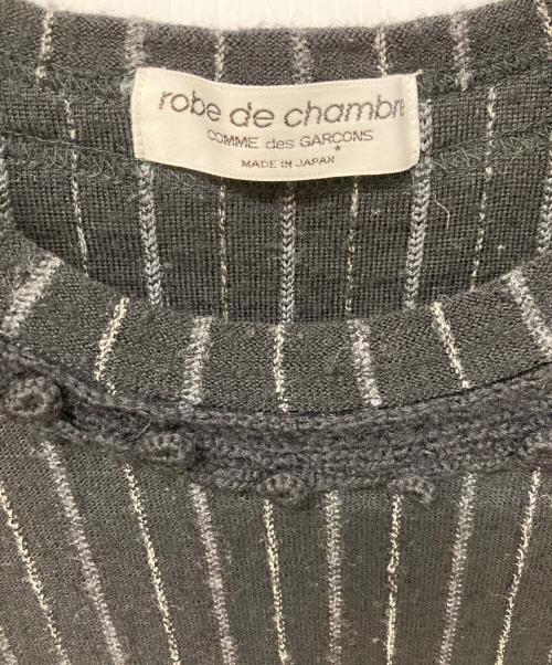 ROBE DE CHAMBRE COMME DES GARCONS（ローブドシャンブル コムデギャルソン）ROBE DE CHAMBRE COMME DES GARCONS (ローブドシャンブル コムデギャルソン) ストライプカットソー ブラック サイズ:実寸をご確認くださいの古着・服飾アイテム