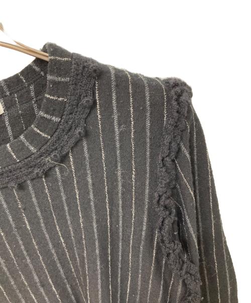 ROBE DE CHAMBRE COMME DES GARCONS（ローブドシャンブル コムデギャルソン）ROBE DE CHAMBRE COMME DES GARCONS (ローブドシャンブル コムデギャルソン) ストライプカットソー ブラック サイズ:実寸をご確認くださいの古着・服飾アイテム