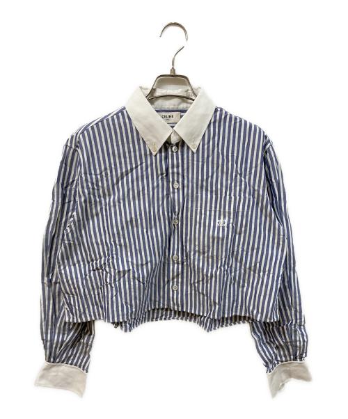 CELINE（セリーヌ）CELINE (セリーヌ) クロップドストライプシャツ ブルー サイズ:SIZE 38の古着・服飾アイテム