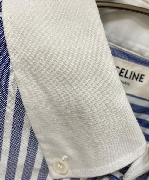 CELINE（セリーヌ）CELINE (セリーヌ) クロップドストライプシャツ ブルー サイズ:SIZE 38の古着・服飾アイテム