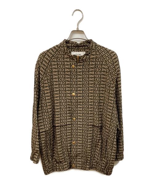 CELINE（セリーヌ）CELINE (セリーヌ) シルクノーカラージャケット ブラウン サイズ:SIZE 34の古着・服飾アイテム
