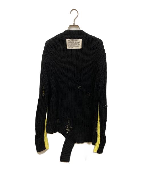 DIESEL（ディーゼル）DIESEL (ディーゼル) ダメージ加工ボーダーニット ブラック サイズ:	SIZE Mの古着・服飾アイテム