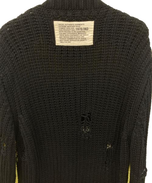 DIESEL（ディーゼル）DIESEL (ディーゼル) ダメージ加工ボーダーニット ブラック サイズ:	SIZE Mの古着・服飾アイテム
