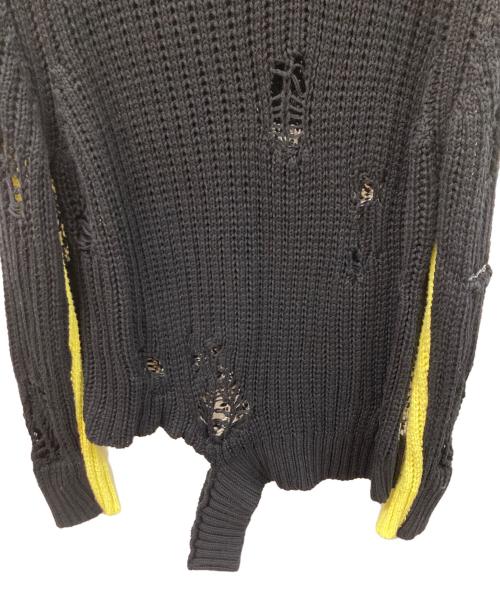 DIESEL（ディーゼル）DIESEL (ディーゼル) ダメージ加工ボーダーニット ブラック サイズ:	SIZE Mの古着・服飾アイテム