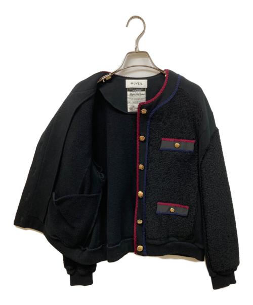 MUVEIL（ミュベール）MUVEIL (ミュベール) 裏毛ボアブルゾン ブラック サイズ:	SIZE 38の古着・服飾アイテム