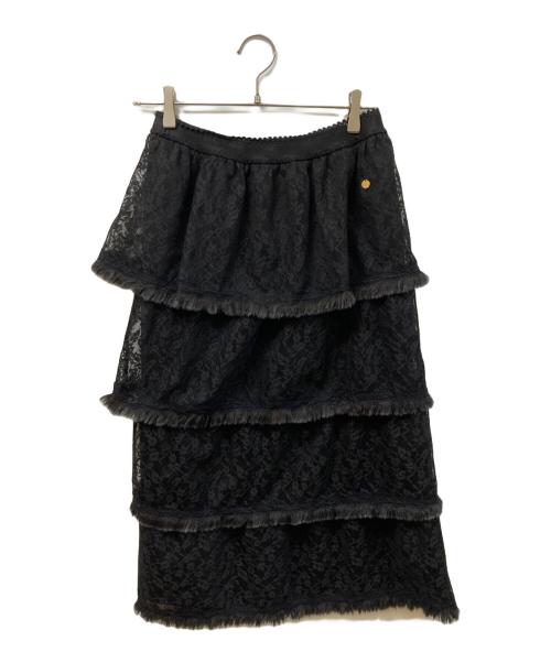 MUVEIL（ミュベール）MUVEIL (ミュベール) レースファースカート ブラック サイズ:SIZE 38の古着・服飾アイテム