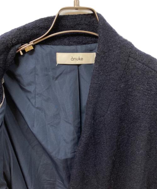 anuke（アンヌーク）anuke (アンヌーク) Collarless Cocoon Coat ネイビー サイズ:	SIZE 38の古着・服飾アイテム