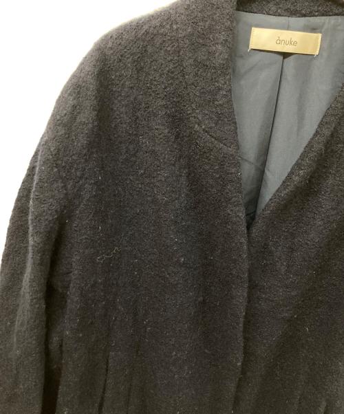 anuke（アンヌーク）anuke (アンヌーク) Collarless Cocoon Coat ネイビー サイズ:	SIZE 38の古着・服飾アイテム