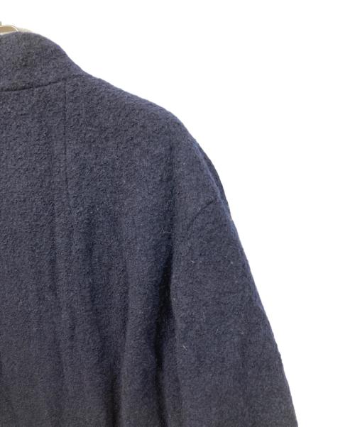 anuke（アンヌーク）anuke (アンヌーク) Collarless Cocoon Coat ネイビー サイズ:	SIZE 38の古着・服飾アイテム