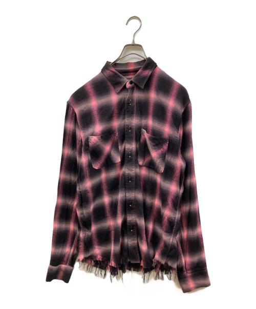 AMIRI（アミリ）AMIRI (アミリ) カットオフネルシャツ レッド サイズ:SIZE Sの古着・服飾アイテム