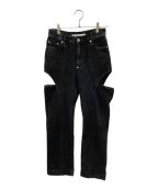 JOHN LAWRENCE SULLIVANジョン ローレンス サリバン）の古着「WASHED DENIM HOLLOWED OUT PANTS/ウォッシュドデニムホロウドアウトパンツ」｜ブラック