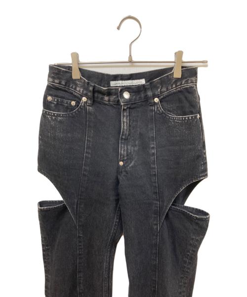 JOHN LAWRENCE SULLIVAN（ジョン ローレンス サリバン）JOHN LAWRENCE SULLIVAN (ジョン ローレンス サリバン) WASHED DENIM HOLLOWED OUT PANTS/ウォッシュドデニムホロウドアウトパンツ ブラック サイズ:SIZE Sの古着・服飾アイテム