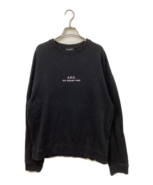 A.P.C.（アーペーセー）A.P.C. (アーペーセー) クルーネック刺繍スウェット ブラック サイズ:	SIZE Lの古着・服飾アイテム