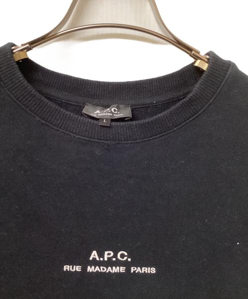 A.P.C.（アーペーセー）A.P.C. (アーペーセー) クルーネック刺繍スウェット ブラック サイズ:	SIZE Lの古着・服飾アイテム