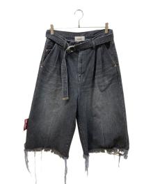 doublet（ダブレット）の古着「RECYCLE DENIM CUT-OFF WIDE PANTS」｜グレー