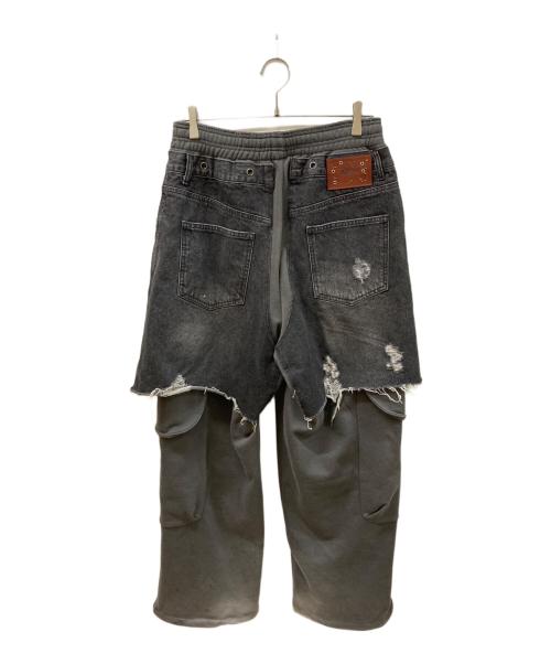 ANDERSSON BELL（アンダーソンベル）ANDERSSON BELL (アンダーソンベル) RUGGED DENIM-INSET SWEATPANTS ブラック サイズ:SIZE Lの古着・服飾アイテム